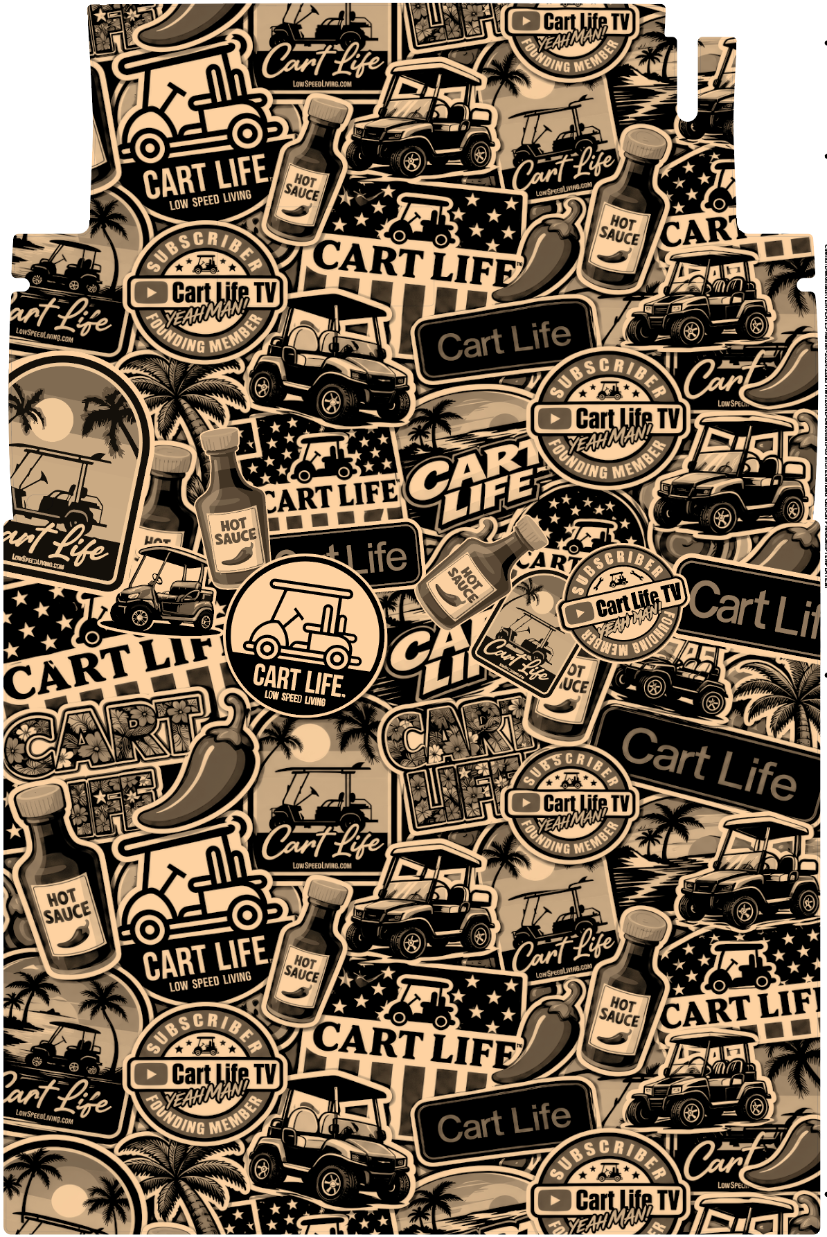 Custom Cart Life Stickerbomb Mat - Extended Club Car Precedent - 65 inches